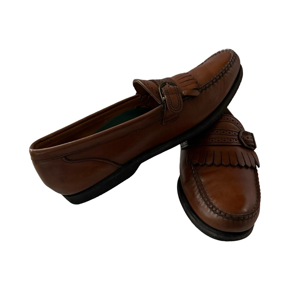 Sebago Lites Mens 11 B Brown Leather Kiltie Buckle Loafers Handsewn USA 37038